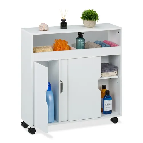 Praktischer Nischenschrank Rollwagen für Küche und Bad - Regal mit 5 Fächern, 70 cm breit und 71,5 cm hoch, ideal für platzsparende Aufbewahrung in Küche und Bad – maximales Gewicht 25 kg.