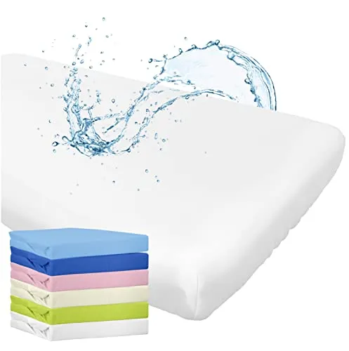 WhizProducts Spannbettlaken mit integriertem Matratzenschoner 70 x 140 cm (Weiß) für Babybett
