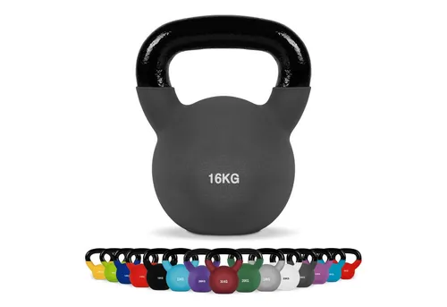 MSports® Kettlebell Kettlebell Professional Neopren 2 – 30 kg inkl. Übungsposter
