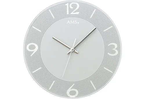 AMS Wanduhr 9571 - Moderne Wanduhr mit 30 cm Durchmesser - Wohnaccessoires - Elegante analoge Quarz-Wanduhr mit silbernem Zifferblatt, ideal für stilvolle Raumgestaltung.
