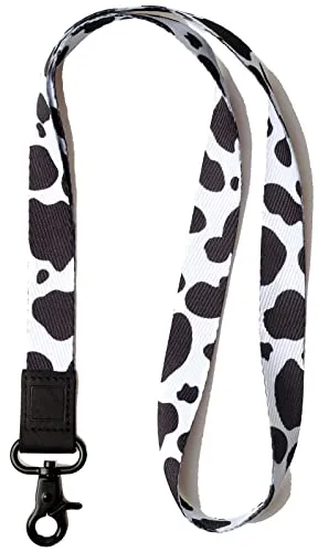 DQL schlüsselanhänger lang, schlüsselband fur Damen, Neck Lanyard Keychain Holder for Men and Women - Cool Lanyards for Keys Wallet and ID Badge Holder (Kuhdruck)