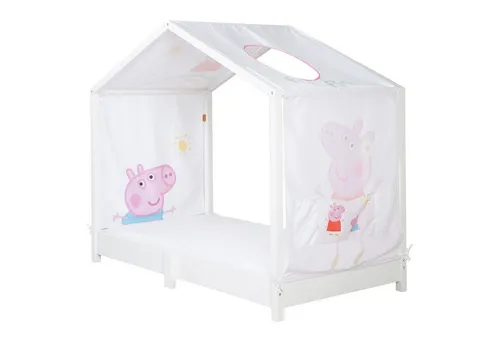 roba Hausbettbezug 70 x 140 cm 'Peppa Pig' - Bettdecken für Kinderzimmer, gemütliches Peppa Pig Design verwandelt das Hausbett in ein Himmelbett mit integriertem Dachfenster und praktischen Aufbewahrungstaschen.