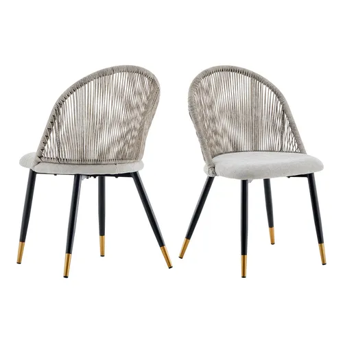 CLIPOP Gartenstuhl 2er Set, Korbsessel, Esszimmerstühle, Rattansessel mit Gepolstertem Sitz, für Garten, Esszimmer,Grau
