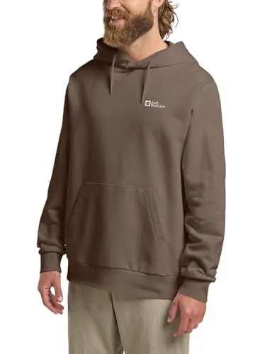 Jack Wolfskin Herren Essential Hoodie M Kapuzenpullover, Cold Coffee, S - Kapuzenpullover für Herren aus Bio-Baumwolle, bietet sehr guten Tragekomfort und hat eine fest verbundene Kapuze mit praktischer Fronttasche.