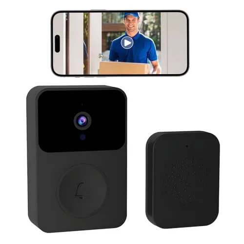 OBEST Kabellose Klingelton mit Kamera, elektronisches Klingelspiel, 150 m, mit Plug-in-Empfänger, Nachtsicht, Audio, bidirektional für Zuhause, Büro, Hotel