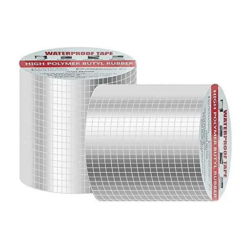Taipintee Wasserdichtes Klebeband 5m*10cm,Dichtungsband Selbstklebend, Dichtband dusche,Butylkautschuk ​Aluminiumfolie dichtband,für Dachleckage, Oberflächenriss, Fensterbankspalt, Rohrbruch