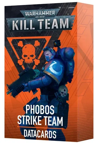 Games Workshop - Warhammer 40.000 - Kill Team: Datacards - Phobos Strike Team (Edition 2024) - Brettspiel-Zubehör für Warhammer 40.000, enthält essentielle Datacards und Universalausrüstungskarten für strategische Vorteile im Spiel.