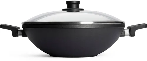 WOLL MADE IN GERMANY Wok Nowo, Ø 32 cm - Hochwertiger Aluminiumguss-Wok mit 4-lagiger antihaftbeschichteter Oberfläche, ideal für Induktionsherde und spülmaschinenfest. Made in Germany - für gesundes Kochen!