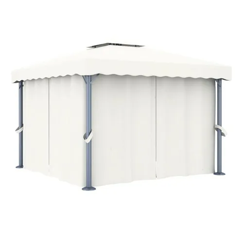 furnicato Pavillon 3x3 m Cremeweiß mit Aluminium- und Stahlgestell