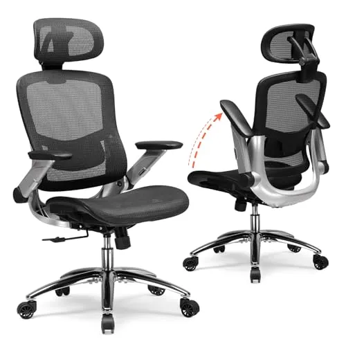 COMHOMA Ergonomischer Bürostuhl mit 4D-Armlehnen und 2D-Kopfstütze - Schwarz - Ergonomischer Bürostuhl mit flexibler 4D-Armlehne und 2D-Kopfstütze für optimale Anpassung. Die verstellbare Rückenlehne und die breite Sitzfläche bieten Komfort für lange Arbeitstage.