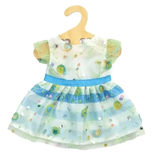 Heless 1232 - Puppenkleidung im Design Blumenmeer, sommerliches Kleid mit feinen Pailletten-Blumenstickereien für Puppen und Kuscheltiere der Größe 28 - 35 cm