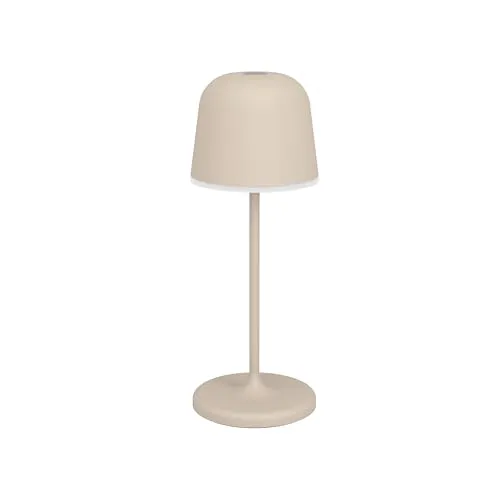 EGLO LED Akku Tischleuchte Mannera-S, kabellose Outdoor Tischlampe - Tischbeleuchtung für den Außenbereich, touch dimmbar und mit Erdspieß für flexible Nutzung. Elegantes Design in beige, ideal für stimmungsvolle Beleuchtung im Garten oder Innenraum.