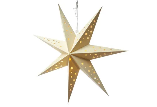 MARELIDA LED Papierstern Samststern Weihnachtsstern Faltstern 40cm beleuchtet mit 10LED Batteriebetrieb Timer weiß (Weiß, 60cm)