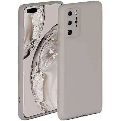 ONEFLOW Soft Case für Huawei P40 Pro Hülle aus Silikon mit Kameraschutz, Silikonhülle mit erhöhtem Schutz fürs Display, Backcover Schutzhülle, weiche Handyhülle, Taupe