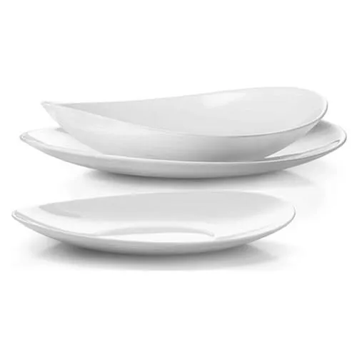 Bormioli Rocco Prometeo Trendy Ovales Tafelservice, mit 6 Speisetellern, 6 Suppentellern und 6 Desserttellern (18-teilig)