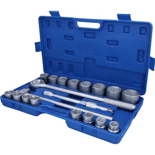 BRILLIANT TOOLS 3/4 Zoll Steckschlüssel-Satz, 20-tlg - Hochwertige Werkzeugqualität - Werkzeug-Sets aus Chrom-Vanadium-Stahl, langlebig und matt verchromt. Ideal für professionelle Anwendungen mit 12-kant Stecknüssen in verschiedenen Größen.