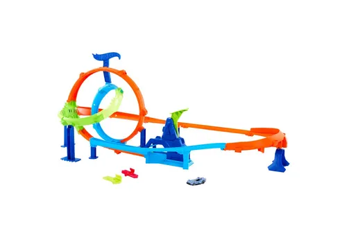Stunt Tracks Turbo Looping Set - Erlebe mit dem Turbo-Doppel-Schleifen und Multi-Car-Launcher spannende Rennen. Ideal für Kinder ab 4 Jahren und ein großer Spaß für die ganze Familie!