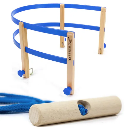 HolzFee Schlittenlehne flexibel Lehne RL S Blau mit Leine für Schlitten