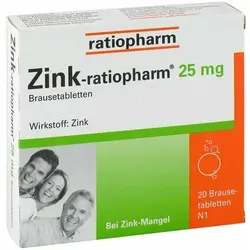 Zink-ratiopharm 25mg - Mineralstoffpräparat zur Behandlung von Zinkmangel, ideal für Erwachsene und Kinder über 12 Jahre. Fördert die Gesundheit und das Wohlbefinden.