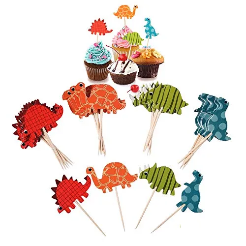 72Stück Tortendeko Dinosaurier Kuchendeko Geburtstag Junge Tortenaufleger Dino Cupcake Topper Tortenstecker Tortenaufsatz Zahnstocher Muffin Deko für 1.2.3.5. jahre Baby Kinder Jungs Party Dekoration