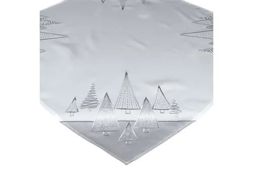 matches21 HOME & HOBBY Tischdecke 85x85 cm Tischtuch weiß edel gestickte Tannenbäume für Weihnachten (1-tlg), Ideal für Advent und Weihnachtsdeko