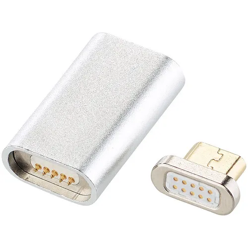 Callstel Magnetischer Micro-USB-Adapter für Lade- und Datenkabel, silber