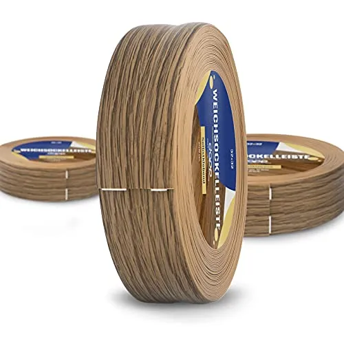 DQ-PP Weichsockelleiste 25m – Eiche – Selbstklebend - Hochwertige PVC-Sockelleiste in Eiche-Optik, flexibel und einfach zu montieren. Ideal für die Abdeckung von Übergängen und Fugen in jedem Raum.