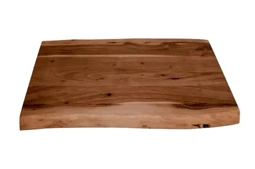 SAM Holzplatte 60x40 cm Louisa, Tischplatte aus Akazienholz massiv + nussbaumfarben, Baumkanten-Platte für Heimwerker, geeignet für Arbeitsplatten, Tische & Fensterbretter