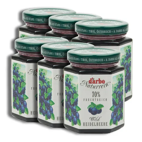 Food-United Wild-Heidelbeere Naturrein DARBO FRUCHTAUFSTRICH 6x 200g Glas