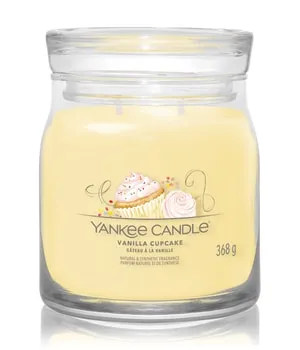 Yankee Candle Vanilla Cupcake Medium Jar 368g mit 2 Dochten - Kerzen mit einem verführerischen Duft von cremigen Vanilletörtchen und einer zarten Note von Zitronen, ideal für eine gemütliche Atmosphäre.
