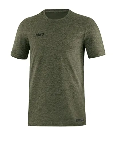 JAKO Sport/Freizeit T-Shirt Premium Basics - Khaki/Grün Meliert, Herren XL - Badmintonbekleidung Herren, sportlich geschnittenes T-Shirt im modernen Melange-Look, ideal für Sport und Alltag, mit verlängertem Rückenteil für zusätzlichen Komfort.