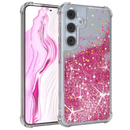 EAZY CASE - Glitzer Hülle - kompatibel mit Galaxy S24 FE Handyhülle für Galaxy S24 FE Hülle Silikon leichtes Shiny Cover stoßfestes Phone Case als Fallschutz in Liquid - Pink