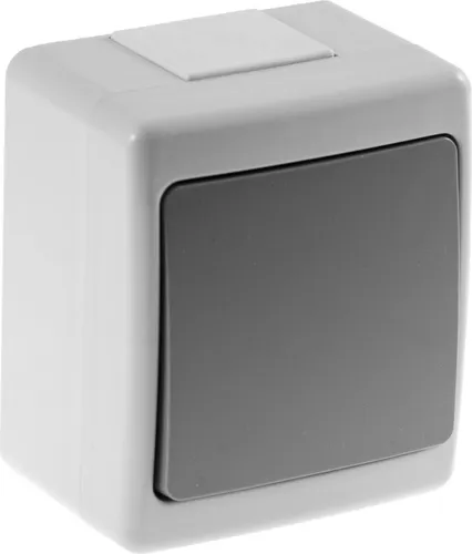 Einzel Aufputzschalter IP44 16A/250V Schuko Aufputz Feuchtraum Steckdose Grau