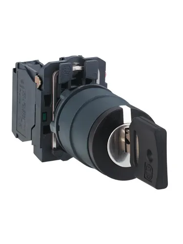 Schneider Electric Black Selector Switch Ø22 mit Schlüsselverriegelung - Druckknopf- und Signalgeräte, robuster Wahlschalter Ø22 mit 2 Positionen und Stay Put-Funktion für sichere Anwendungen.
