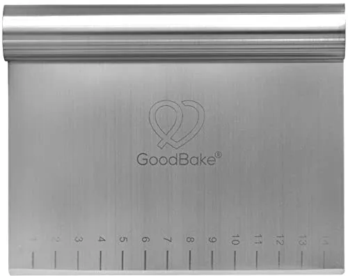 GoodBake Teigkarte - klein, 15 x 12 cm - hochwertiger Teigschaber/Teigschneider aus rostfreiem Edelstahl, ideal für Brotteig, Fondant und zum Verarbeiten & Verzieren von Torten