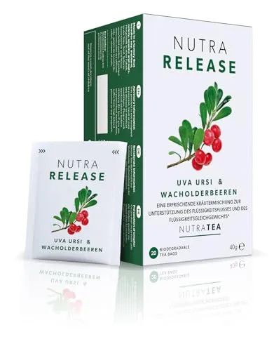 Nutra Tea NUTRARELEASE, Blasen und Nierentee für natürliche Entwässerung, Harntee ideal bei Blasenentzündung, Blasentee, 20 wiederverwendbare Teebeutel, Krätuertee mit Bärentraube & Brennnessel