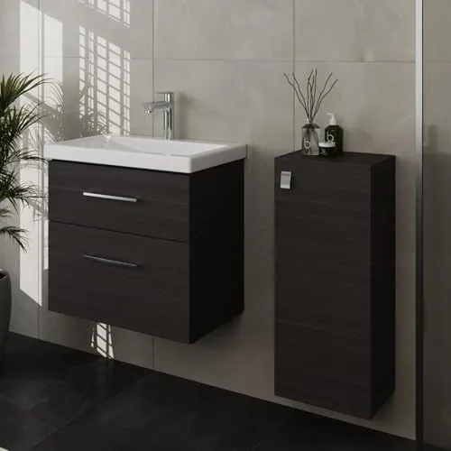 Badmöbel-Set 63cm mit Midischrank Anthrazit - Badmöbel-Set – modernes Design mit pflegeleichtem Keramikwaschbecken und flexiblem Midischrank für optimalen Stauraum. Ideal für stilvolle Bäder.