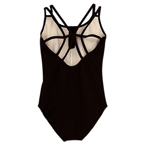 BOZEVON Damen Ballett Trikot - Elegant Ballettanzug Bodysuit Gymnastikanzug Ärmellos Elastischer Tops Jumpsuit Ballettkleidung mit Spaghettiträgern (Schwarz)