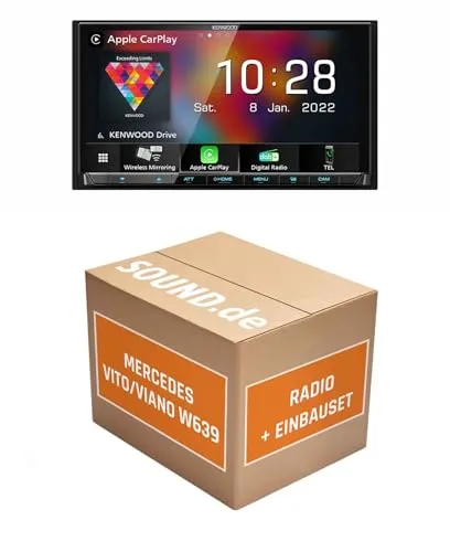 Autoradio Einbaupaket für Kenwood DMX8021DABS kompatibel mit Mercedes Vito/Viano W639 | (Wireless) Apple CarPlay (Wireless) Android Auto
