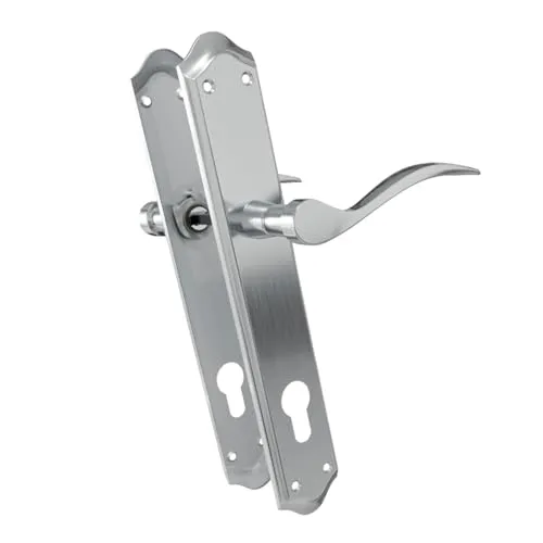 Amig – Türgriffset mit Platte für Innentüren – Zamak-Stahl – Mattchrom-Finish – 256 x 48 mm mit 85-mm-Schlüsselloch – Inkl. einbruchhemmender Schrauben – Rostbeständig