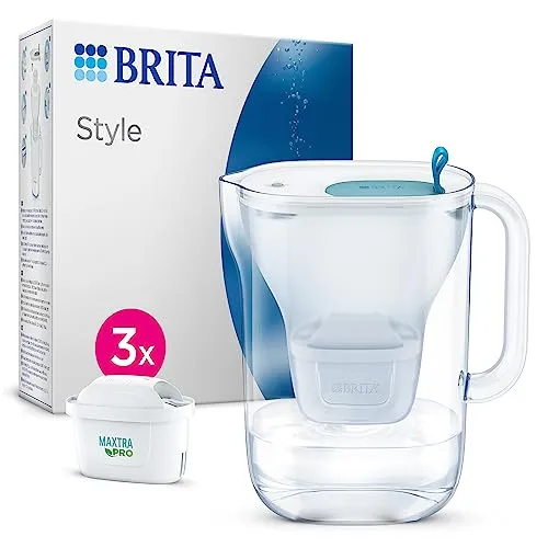 Brita Style Wasserfilterkanne, Blau, 2,4 l – mit 3 Maxtra Pro Filtern