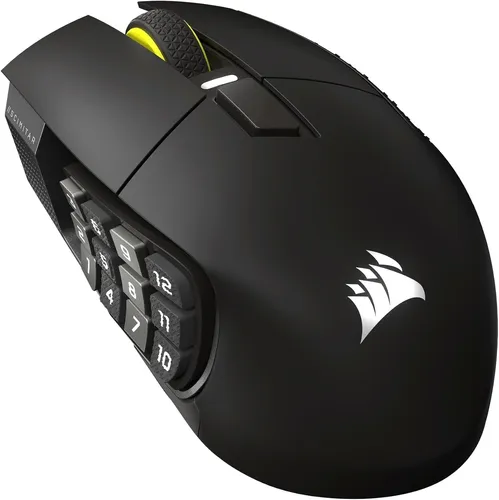 Corsair Scimitar Elite Wireless SE - MMO Gaming Maus für Profis - Mäuse mit 16 programmierbaren Tasten und präzisem MARKSMAN S 33K-Sensor, ideal für MMO-Gaming. Genießen Sie kabelloses Spielen mit bis zu 150 Stunden Akkulaufzeit und anpassbaren Makros.