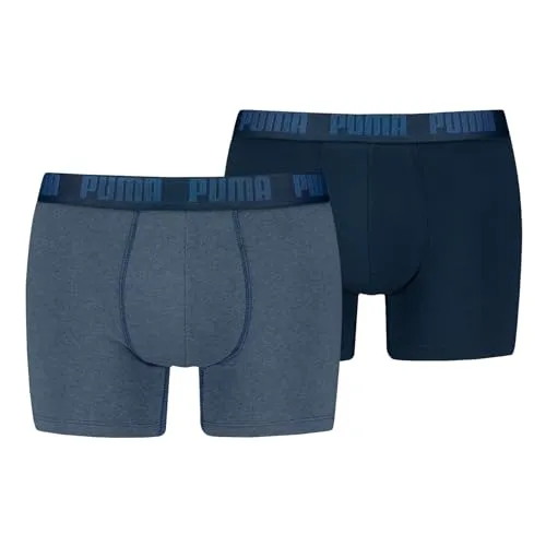 PUMA Herren Boxer Boxershorts Shorts Unterhosen Comfort Stretch 2er Pack, Farbe:Blau, Größe:S, Artikel:-007 Denim