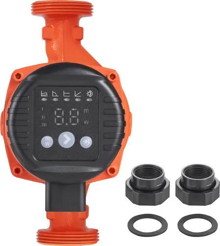 SucceBuy LPS25-6BP-180 Warmwasser-Umwälzpumpe, 220 V, 45 W, 60 l/min, 6M Max. Förderhöhe, 1-1/2 Zoll Gewindeanschluss, 5 Intelligente Steuerungsmodi, Geräuscharm
