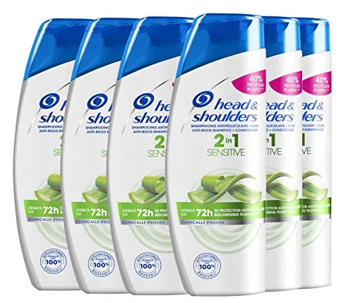 Head & Shoulders, Sensitive 2-in-1-Shampoo und -spülung gegen Schuppen, mit Aloe Vera, 2-in-1-Formel, 6 x 270 ml