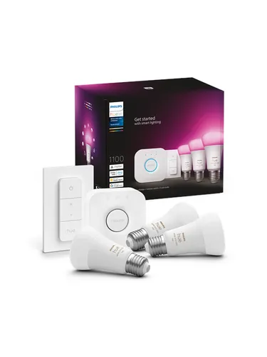 Hue Color A60 E27 1100 Lumen - Starter Kit mit 3 Smart-Lampen, 16 Millionen Farben und Sprachsteuerung für individuelles Lichtambiente