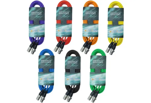 keepdrum Mikrofonkabel Set XLR 3-polig 6m in 7 Farben - HiFi-Kabel Set mit 7x 6m XLR Mikrofonkabel in bunten Farben für rauschfreie Signalübertragung, ideal für Live-Auftritte und verschiedene Audioanwendungen.