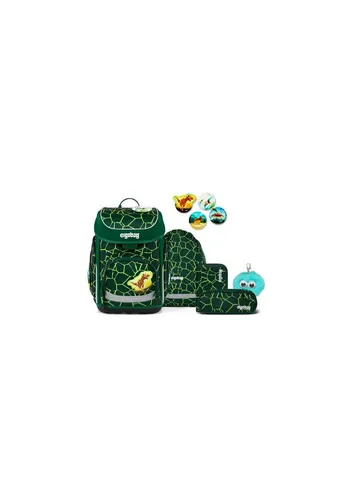 ergobag cubo Bundle Set Schulranzen 6-teilig BärRex - Grün - Ergonomischer Schulranzen mit höhenverstellbarem Tragesystem für optimalen Tragekomfort. Praktische Fächerorganisation und individuelle Gestaltungsmöglichkeiten machen das Set zum idealen Begleiter für die Grundschule.