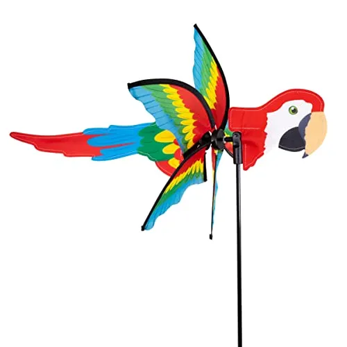 CIM Windspiel - Petite 2 in1 PAPAGEI - Windrad Ø31 cm - Windmühle mit Standstab oder Mobile mit Hängeset