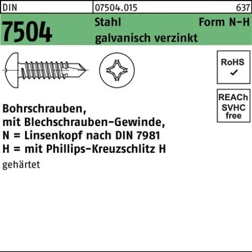 250er PACK(Stk) 007504001050048060 Bohrschraube DIN 7504 m.Linsenkopf N 4,8 x 6